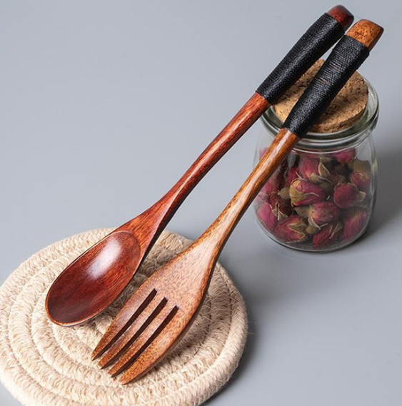 Wooden Cutlery Set with Spoon Fork and Chopsticks