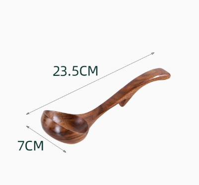 Natural Teak Wood Soup Ladle Long Handle Wooden Serving Spoon