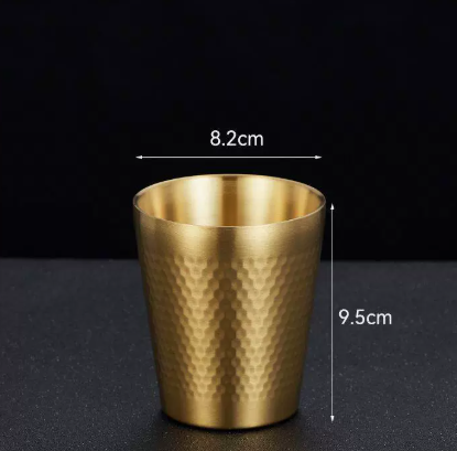 Gold Hammered 304 Stainless Steel Double Wall Drinking Cup