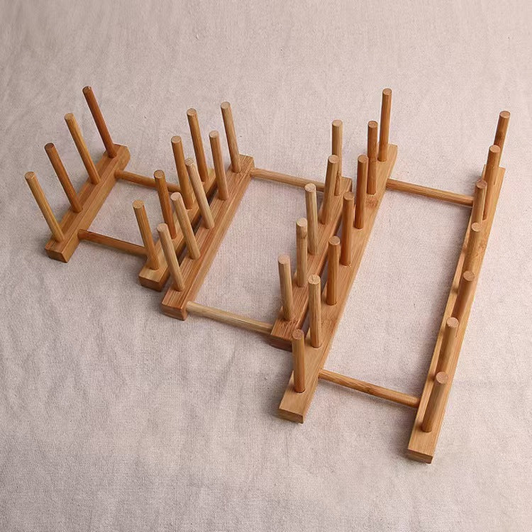 Bamboo Dish Drying Rack Plate Organizer