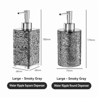 moky Grey Wave Texture Refillable Pump Bottle, Modern Bathroom Lotion & Shampoo Dispenser, Minimalist Travel Container