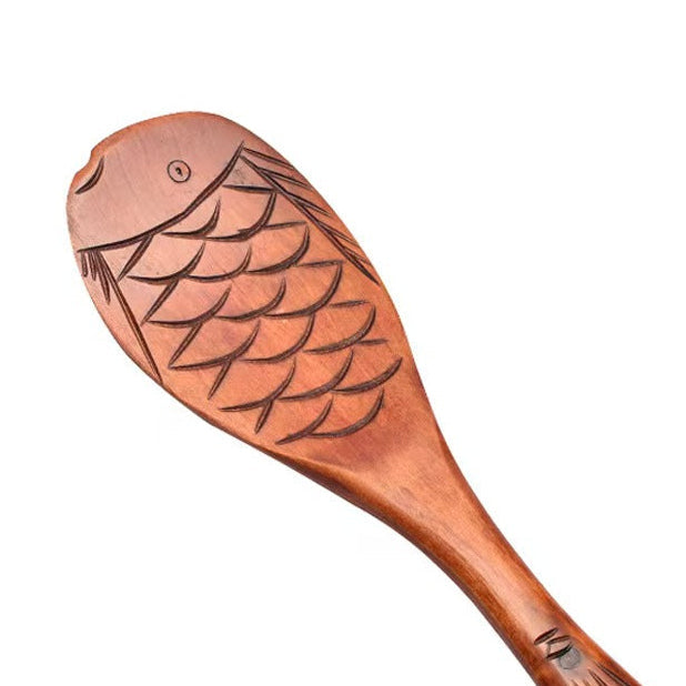 Fish Shape Wooden Rice Paddle Serving Spoon