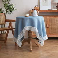 Rectangular Lace Trim Tablecloth Rustic Gauze Table Cover