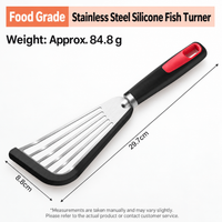 Silicone Fish Spatula Heat Resistant Flexible Slotted Turner Kitchen Cooking Utensil