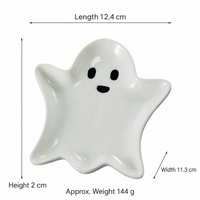 Ghost Shaped Ceramic Tray, Halloween Candy Dish, White Ceramic Trinket Plate, Spooky Season Table Decor