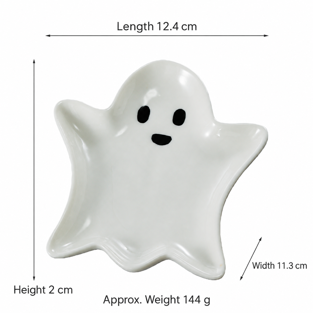 Ghost Shaped Ceramic Tray, Halloween Candy Dish, White Ceramic Trinket Plate, Spooky Season Table Decor