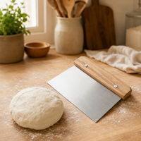 Stainless Steel Dough Cutter with Wooden Handle