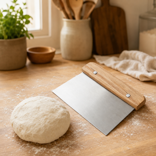 Stainless Steel Dough Cutter with Wooden Handle