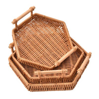 Faux Rattan Serving Tray Snack Storage Plate