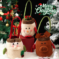 Christmas Plush Candy Gift Bag Cute Santa Snowman Reindeer Holiday Treat Basket