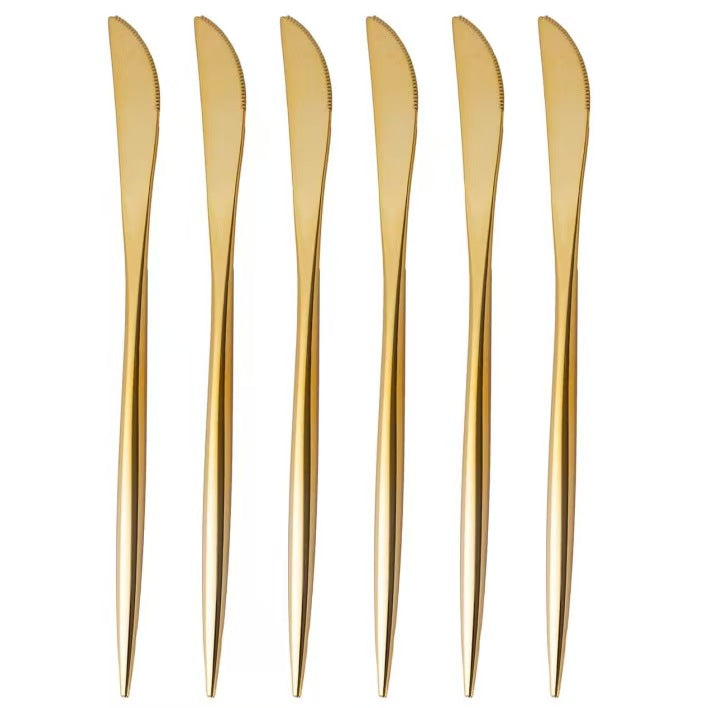 Gold Plastic Long Handle Cutlery Set