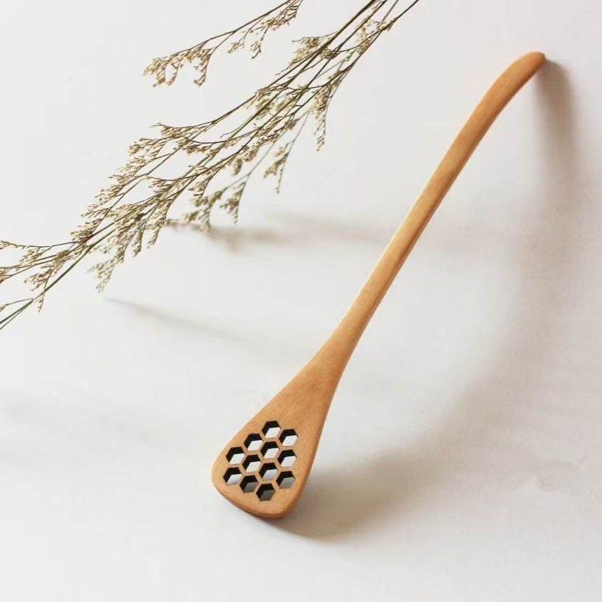 Honeycomb Carved Wooden Stirring Spoon