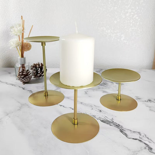 Vintage Column Candleholder Tray Set, Iron Craft Decor