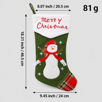 Christmas Stocking Santa Claus Snowman Embroidered Holiday Gift Candy Bag