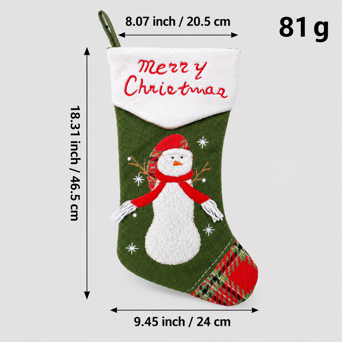 Christmas Stocking Santa Claus Snowman Embroidered Holiday Gift Candy Bag