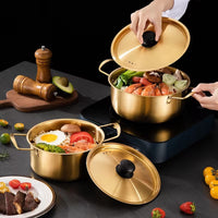 Gold Stainless Steel Hot Pot with Lid – Elegant Soup Pot Large Capacity Cooking Pot