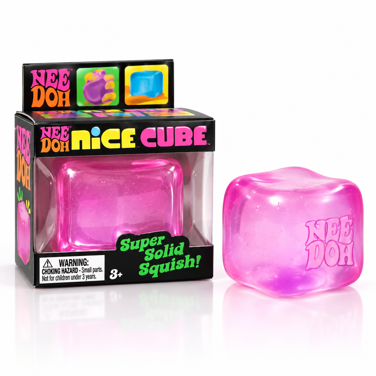 Nee Doh Nice Cube Squishy Toy, 5.5 cm Colorful Sensory Stress Relief Fidget Toy