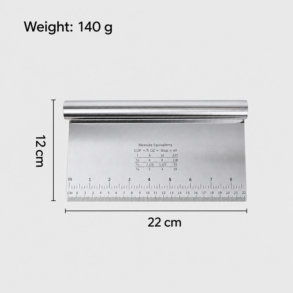 Stainless Steel Bench Scraper and Dough Cutter