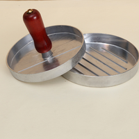 Stainless Steel Burger Patty Press Round Hamburger Meat Mold with Wooden Handle