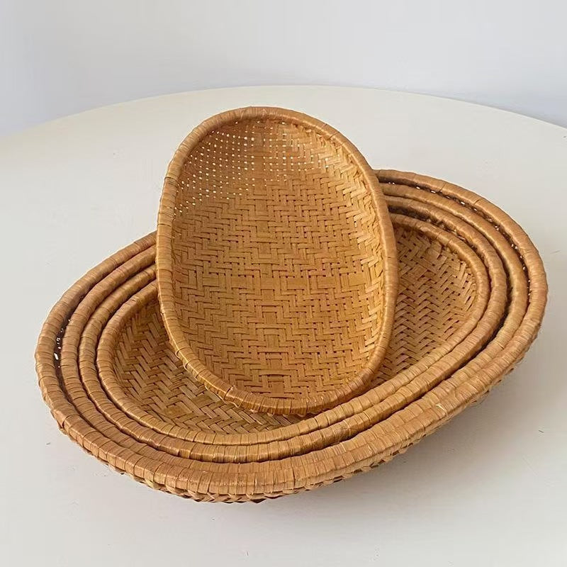 Woven Bamboo Oval Storage Basket