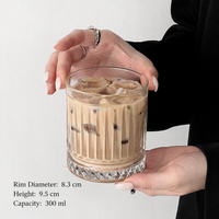 Vintage Ribbed Glass Tumbler for Juice Whiskey and Cocktails