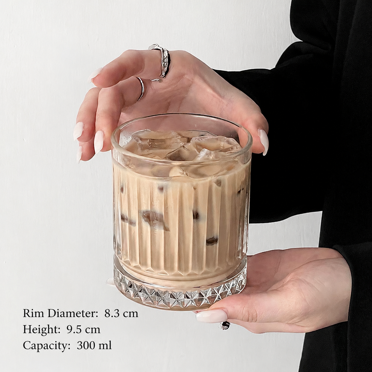 Vintage Ribbed Glass Tumbler for Juice Whiskey and Cocktails