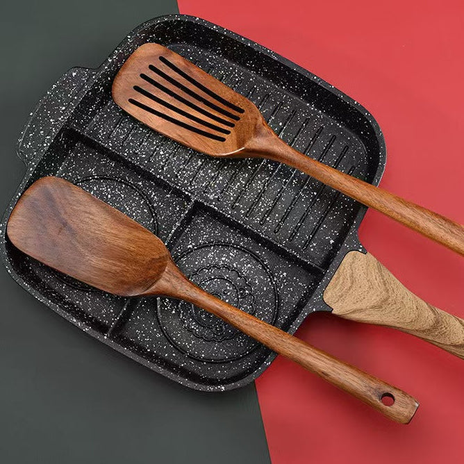 Korean Style Wooden Spatula and Slotted Turner