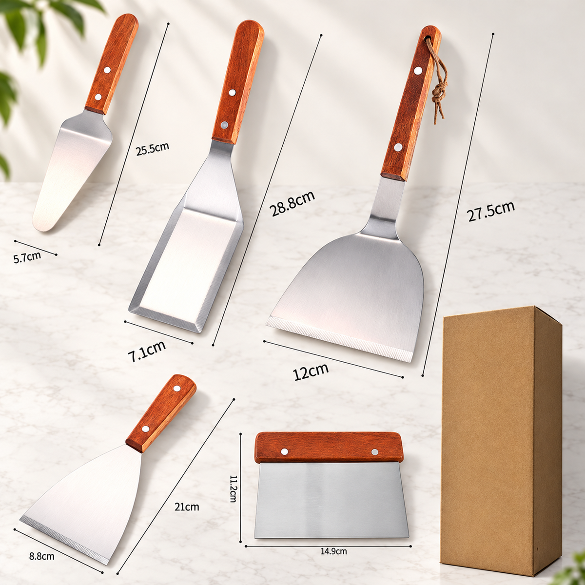 Stainless Steel Cooking and Baking Spatula Set