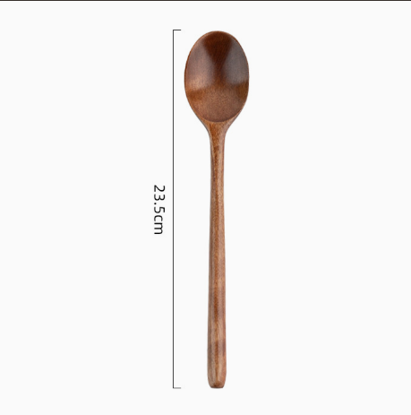 ong Handle Wooden Cooking Spoon, Natural Wood Soup Spoon for Cooking