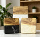 Square Acacia Wood and Marble Trivet Heat Resistant Pot Holder Kitchen Counter Protector Wooden Stone Hot Pad