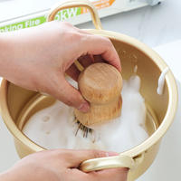 Natural Wooden Dish Scrub Brush with Coconut and Sisal Bristles
