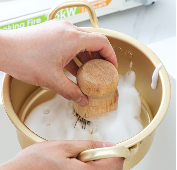 Natural Wooden Dish Scrub Brush with Coconut and Sisal Bristles