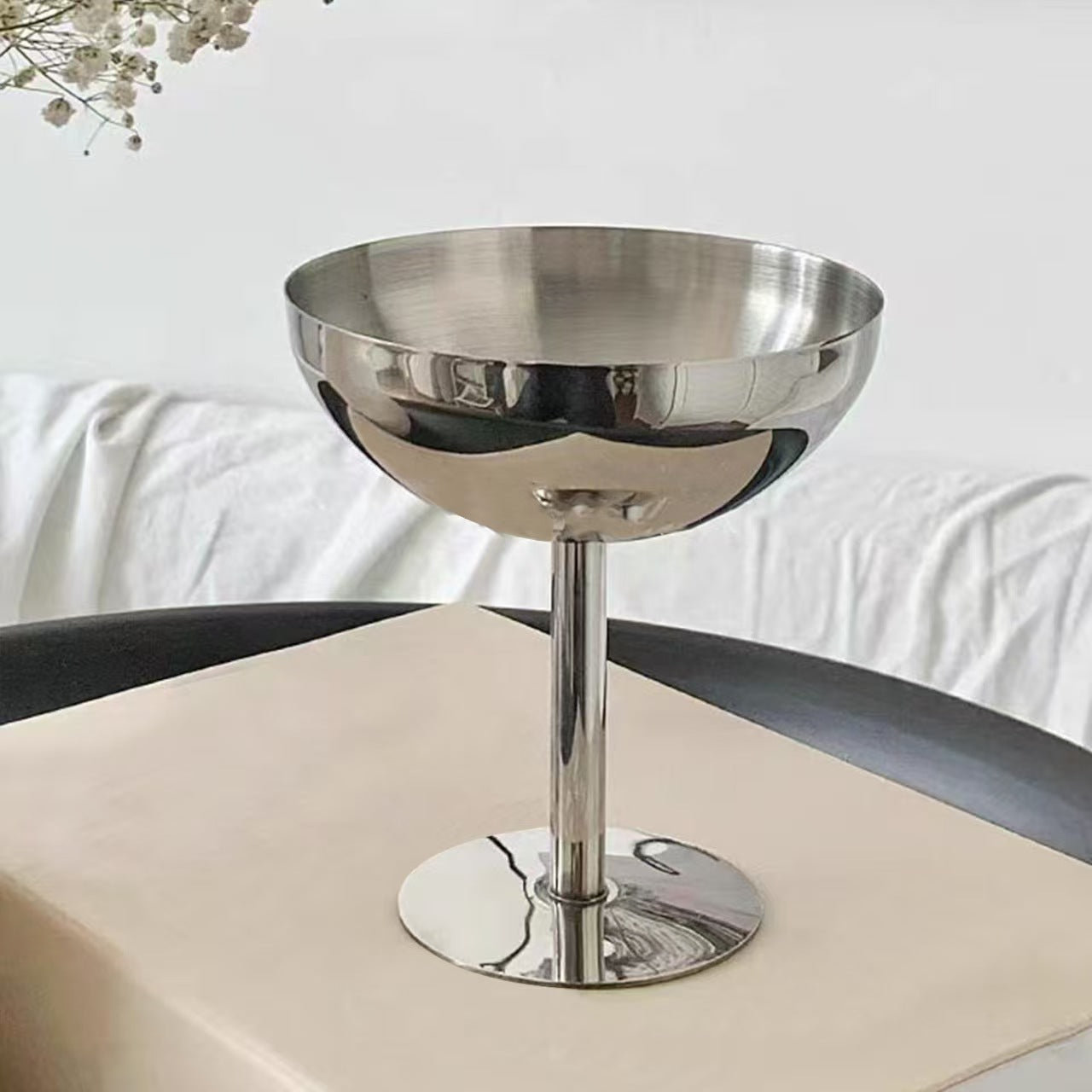 Stainless Steel Wide Mouth Stemmed Dessert Cup