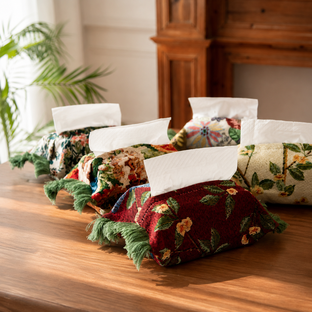 Classic Fabric Tissue Box Cover, European Style Tabletop Tissue Holder