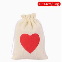 Red Heart Burlap Drawstring Gift Bag