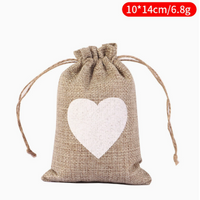 Red Heart Burlap Drawstring Gift Bag