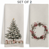 40 × 60 cm Set of 2 Christmas Microfiber Kitchen Towels – Polyester Dish Towels