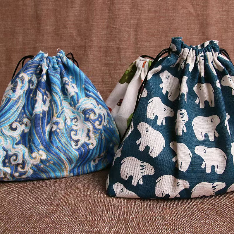 Cotton Linen Lunch Bag Storage Tote