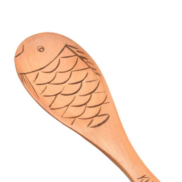 Fish Shape Wooden Rice Paddle Serving Spoon