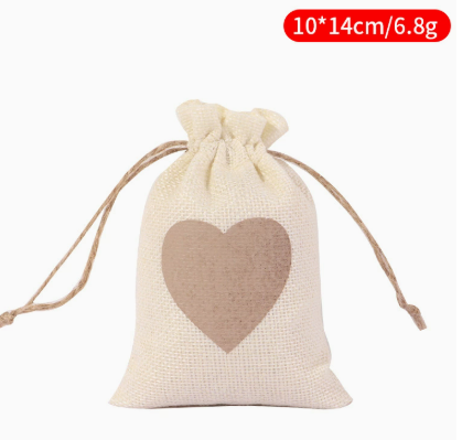 Red Heart Burlap Drawstring Gift Bag