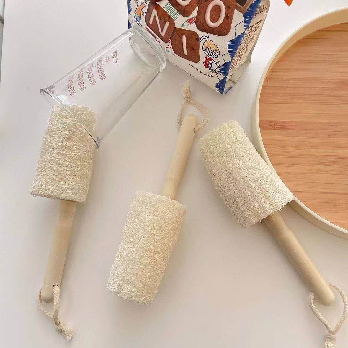 Loofah Dish Brush with Wooden Handle