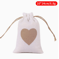 Red Heart Burlap Drawstring Gift Bag