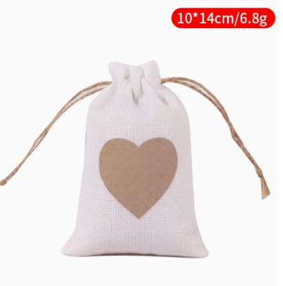 Red Heart Burlap Drawstring Gift Bag