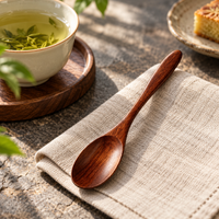 Solid Nanmu Wood Spoon with Natural Grain for Coffee and Desserts