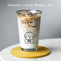 Cute Cartoon Dog Glass Cup – 350ml Coffee & Latte Drinking Cup