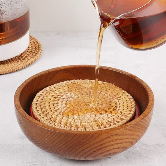 Round Rattan Heat Resistant Trivet Tea Coaster