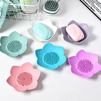 Lotus Shape Silicone Soap Dish Drain Tray