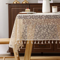 French Floral Lace Tablecloth Tassel Rectangular Table Cover