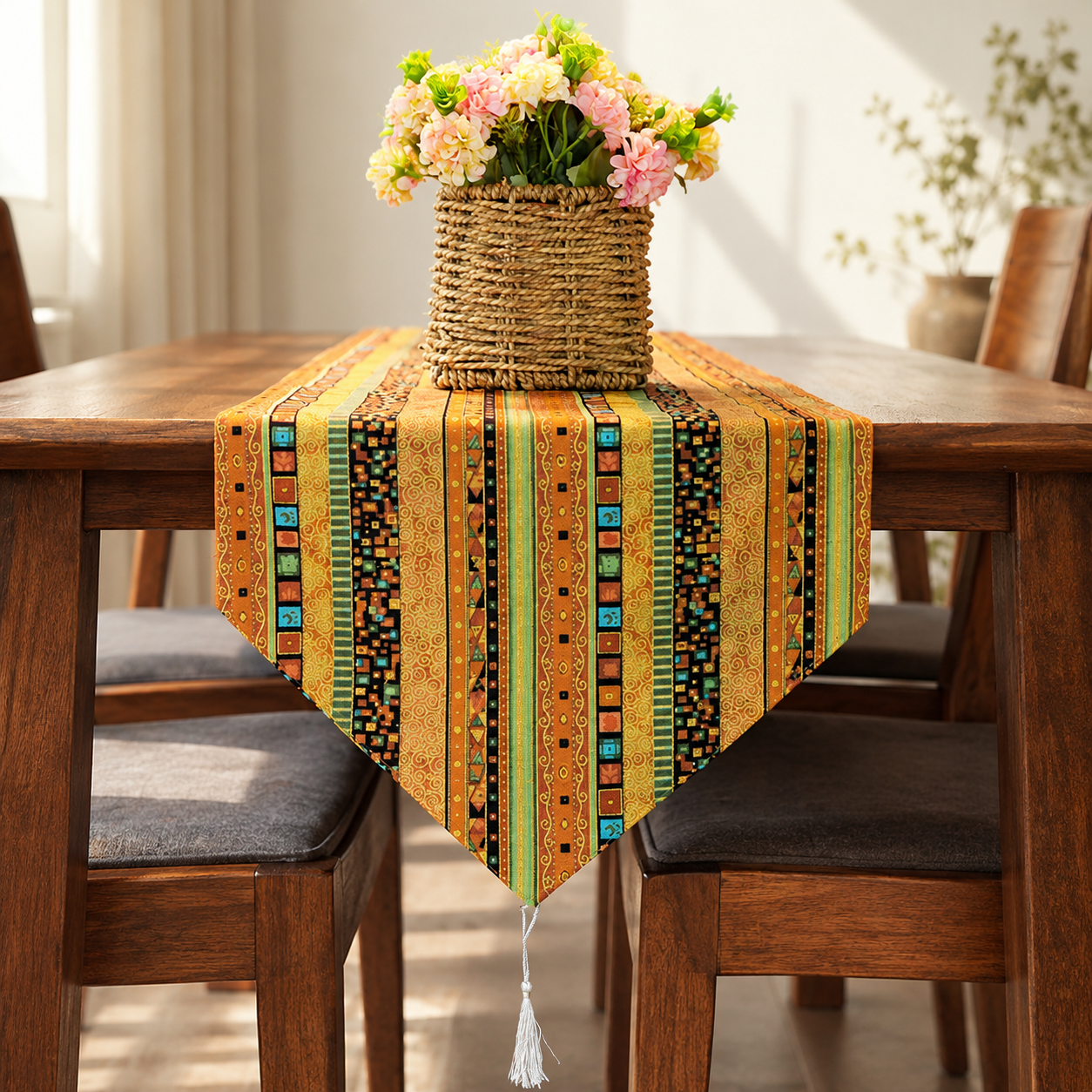 Cotton Linen Table Runner, Boho Farmhouse Decor