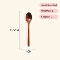 Natural Nanmu Wood Spoon Long Handle Wrapped Grip Wooden